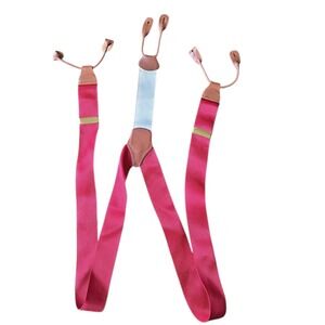 Dooney & Bourke Red Woven Suspenders Leather‎ Button On Braces Y-Back Vintage